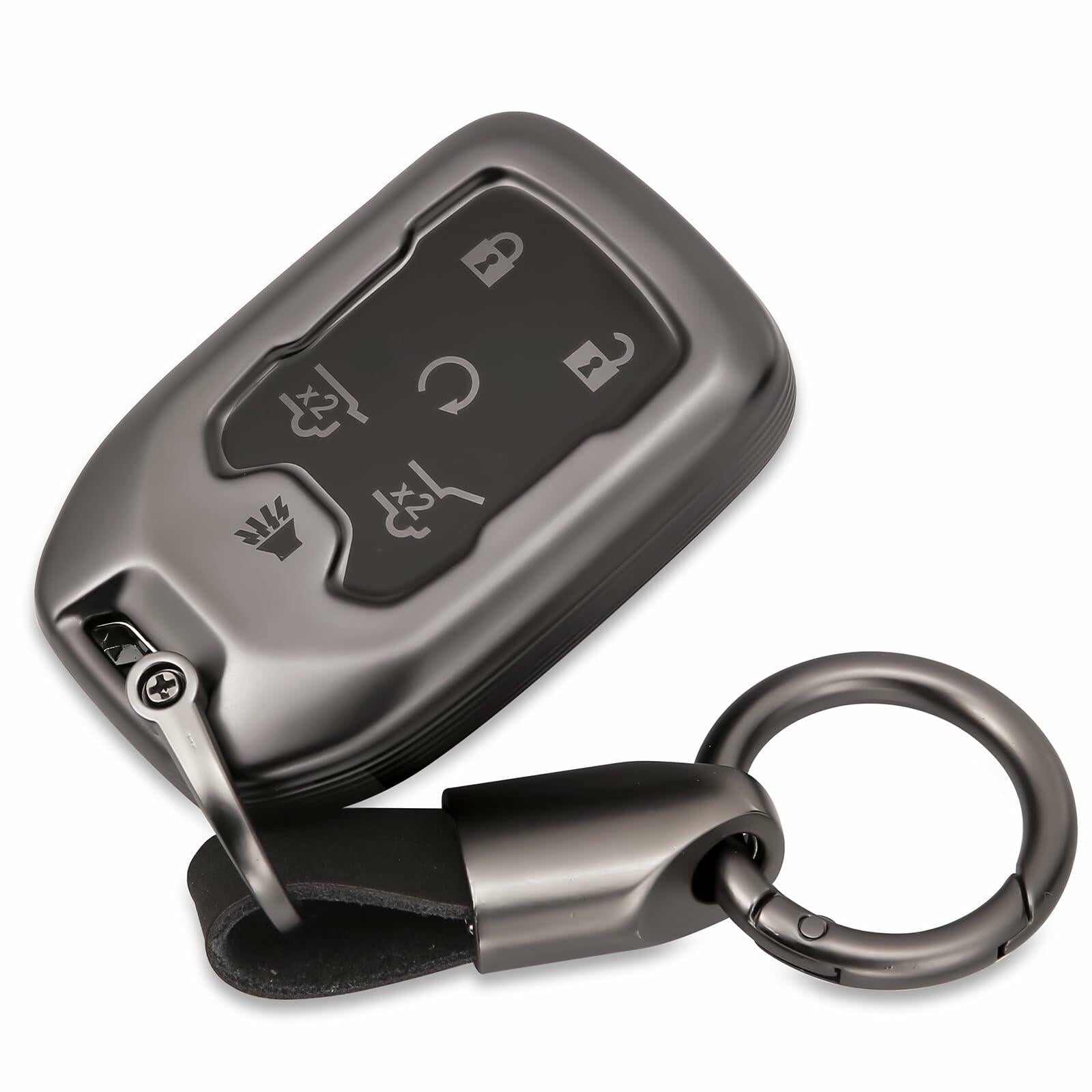 LIANGYM Blue TPU Key Fob Cover 6-Button for 2015-2020 GMC Yukon XL Denali