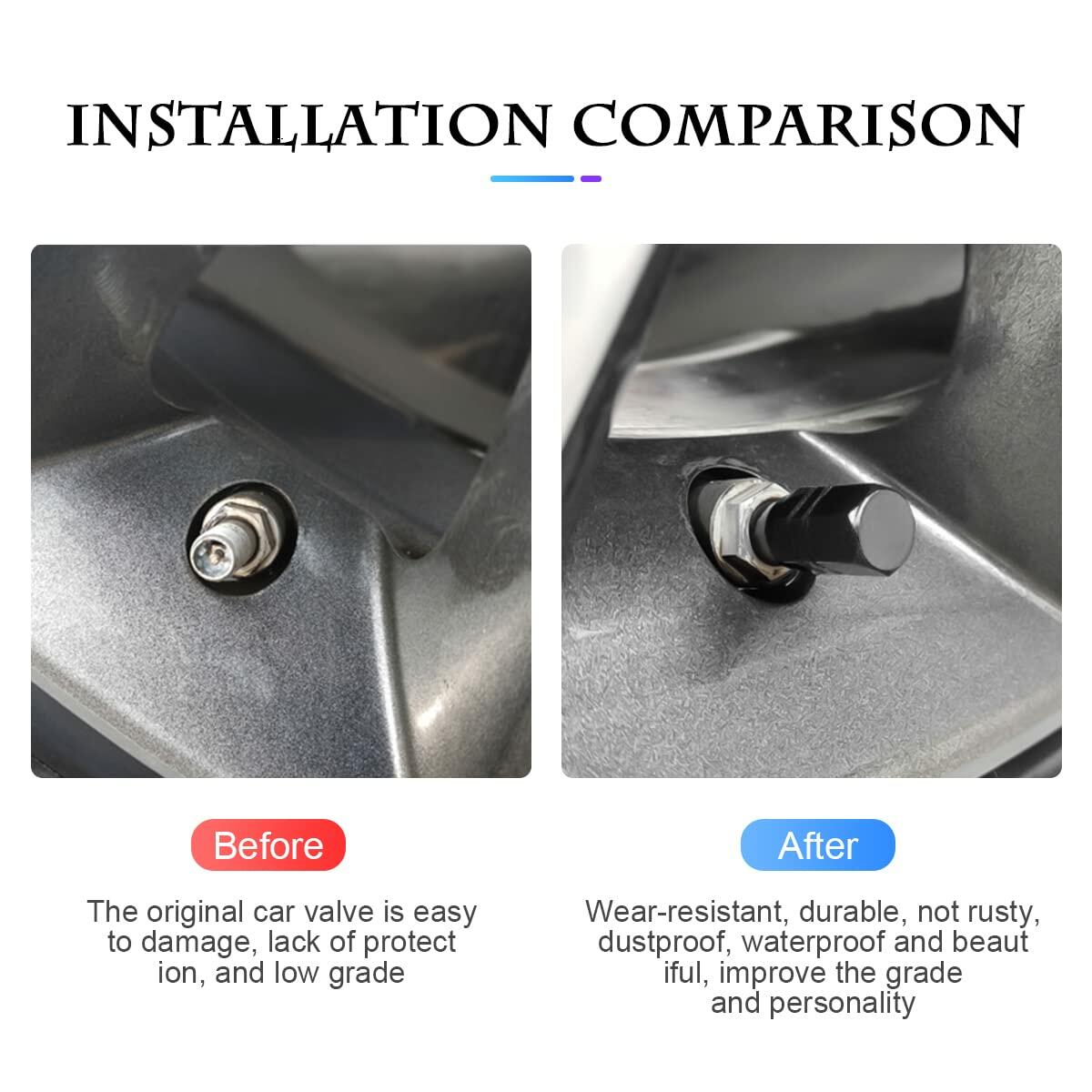 Fekey&JF 16 PCS Universal Tire Valve Stem Caps Waterproof Airtight Black