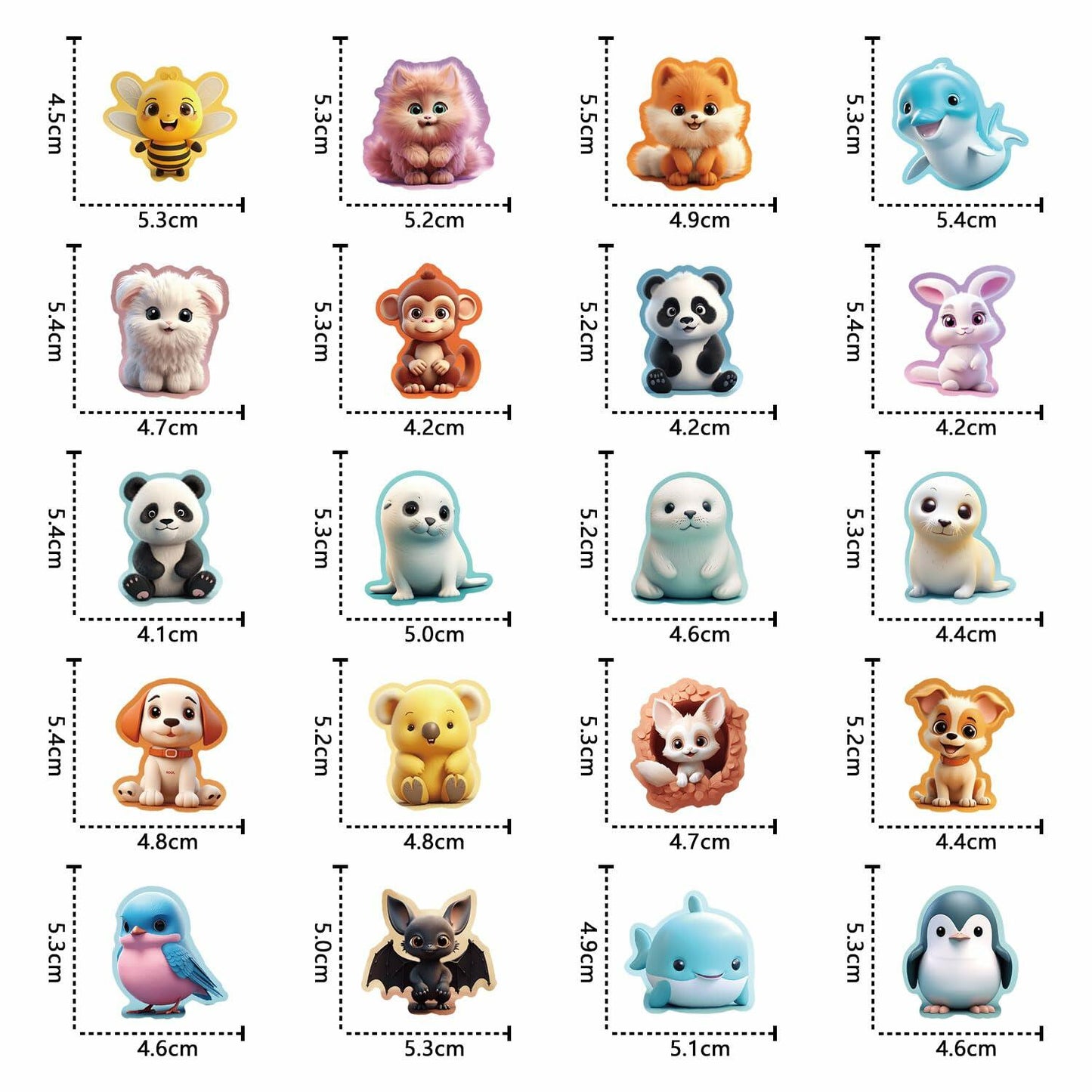 100pcs Kawaii Animal Stickers Cute Vinyl Waterproof for Laptop Water Bottle