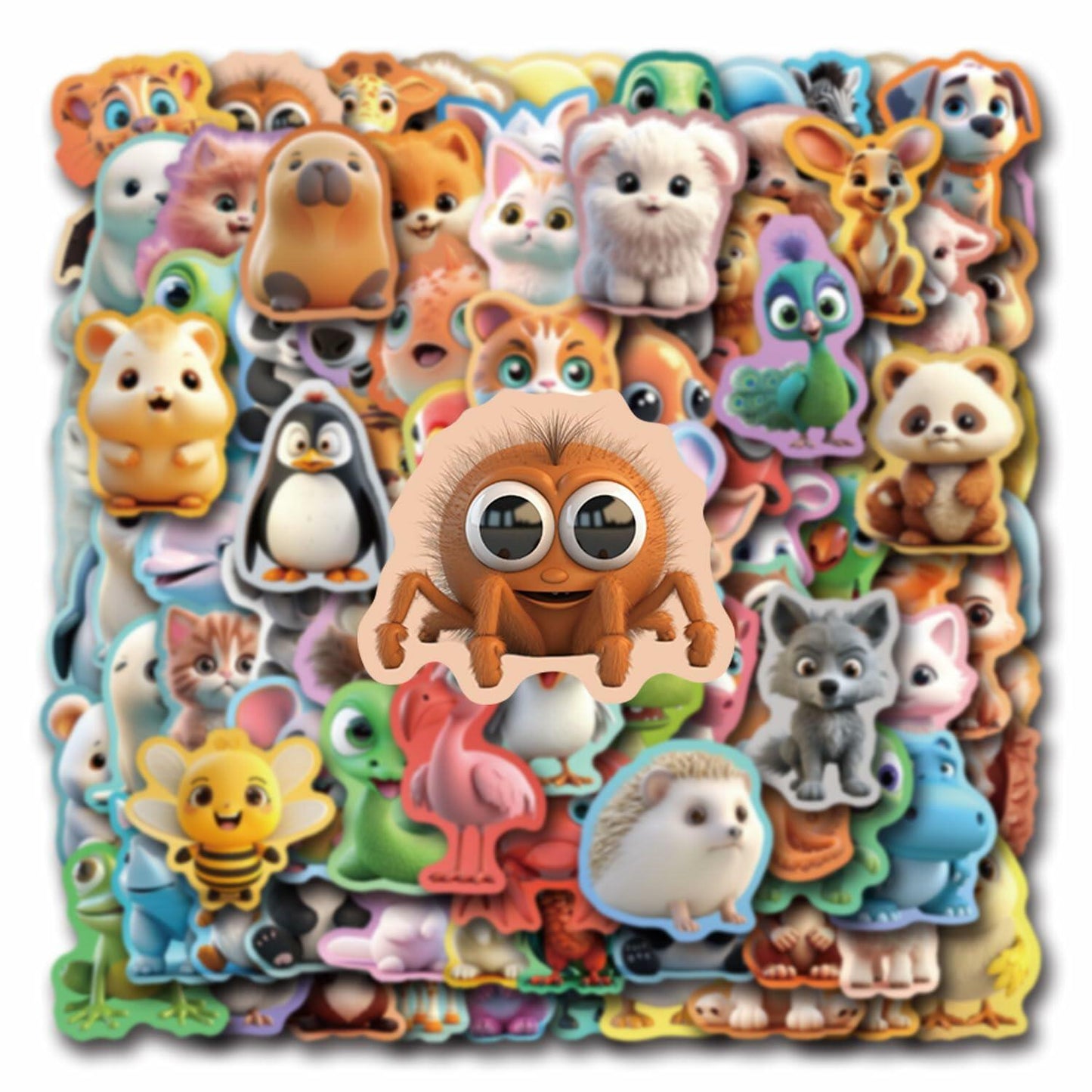 100pcs Kawaii Animal Stickers Cute Vinyl Waterproof for Laptop Water Bottle