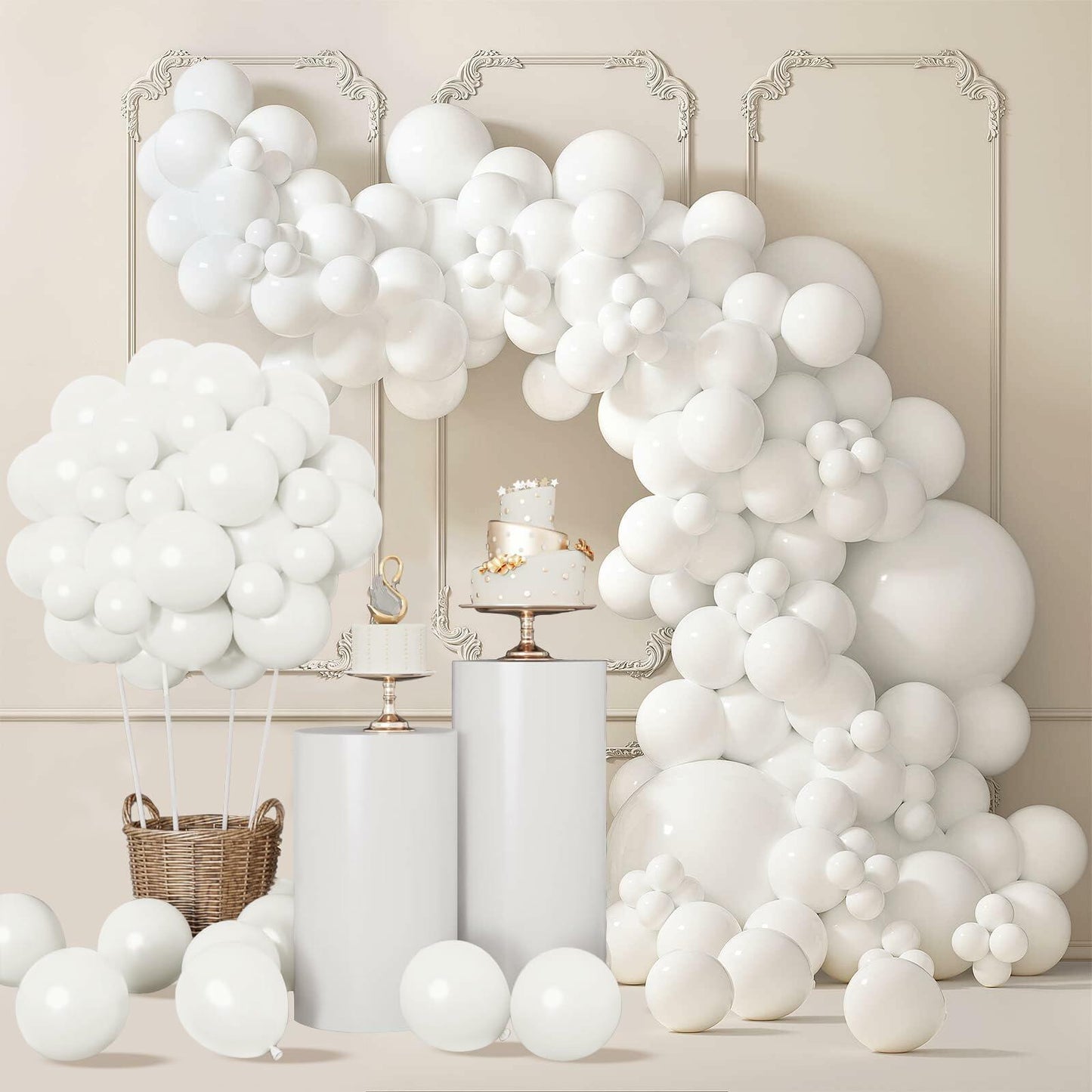 SINBEE 140pcs White Balloon Arch Kit 18 12 10 5 Inch Party Decorations