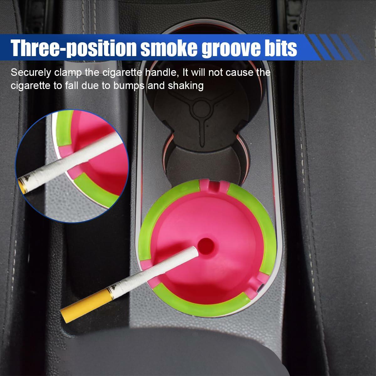SKERJOVL 5PCS Car Glow in Dark Ashtray with Lid Portable Black