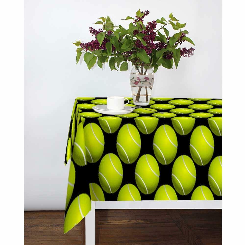 NOHSHE Tennis Ball Rectangle Table Cloth Waterproof Yellow Black 52x70