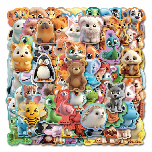 100pcs Kawaii Animal Stickers Cute Vinyl Waterproof for Laptop Water Bottle