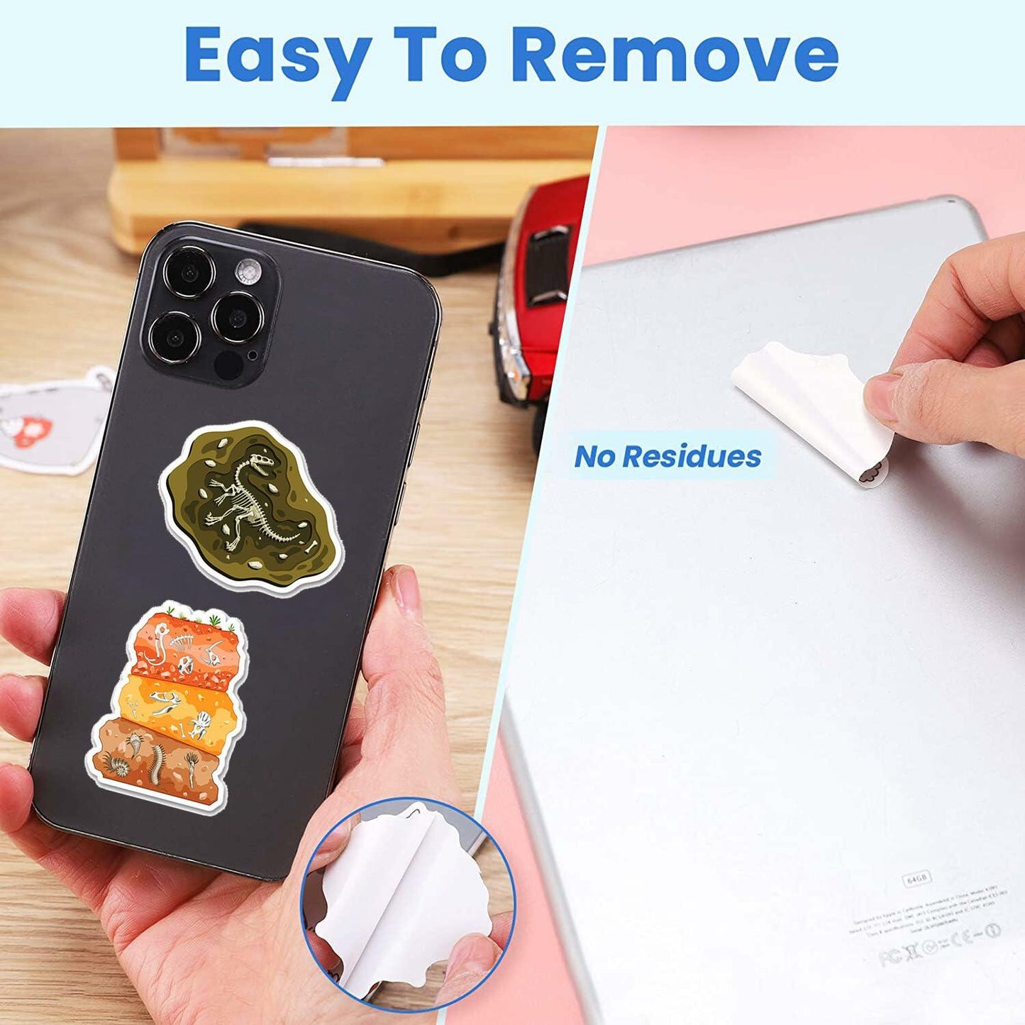 Fossil Stickers 50 Pcs Vinyl Cartoon Plant & Animal Multicolor