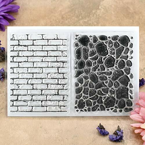 Kwan Crafts Clear Stamps Wall Stone Grid Watermark Ink 2 Sheets Silicone