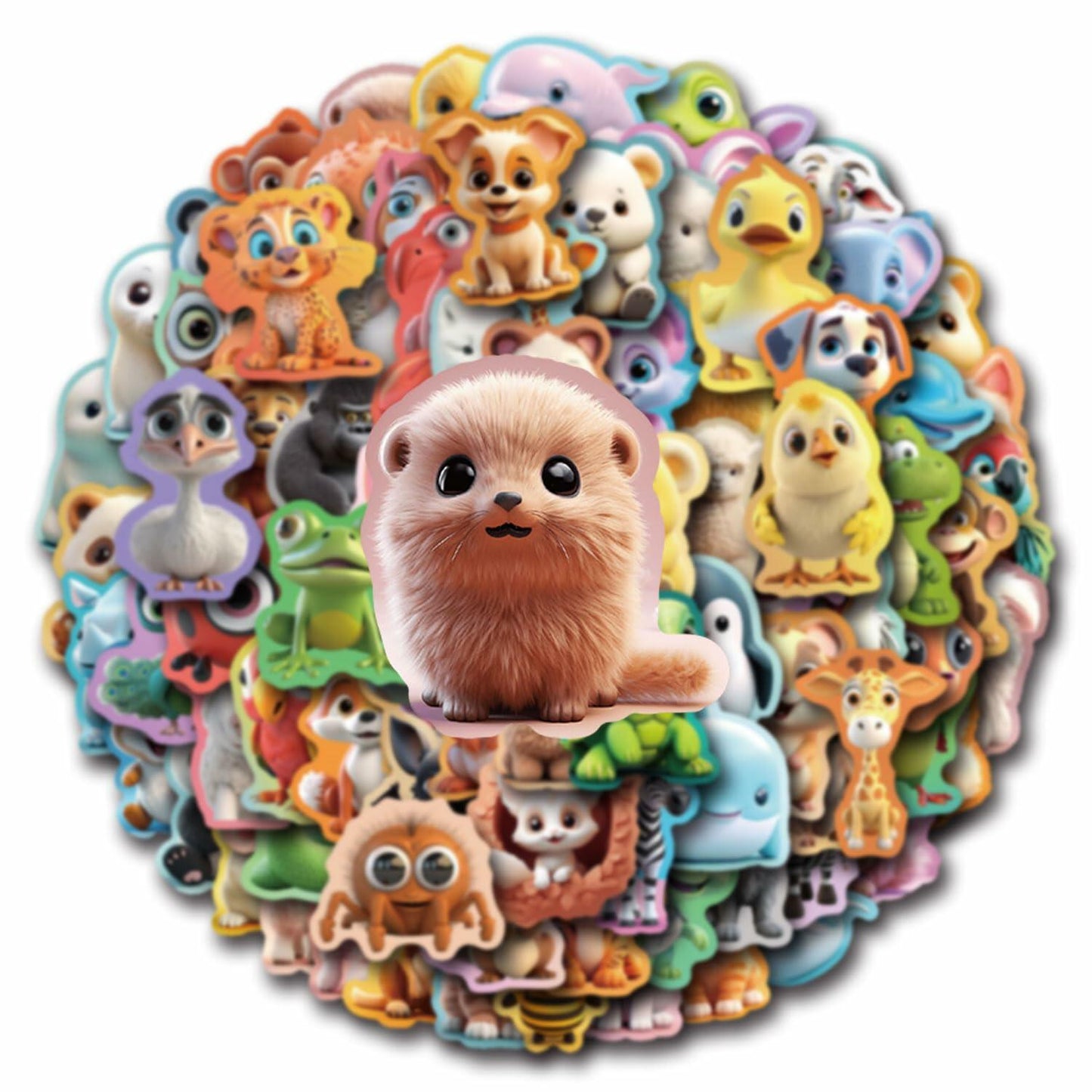 100pcs Kawaii Animal Stickers Cute Vinyl Waterproof for Laptop Water Bottle