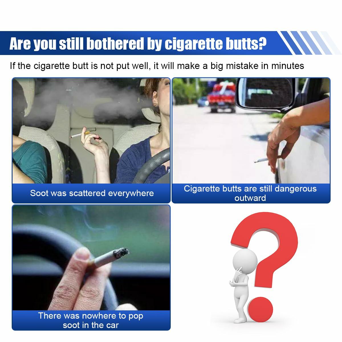 SKERJOVL 5PCS Car Glow in Dark Ashtray with Lid Portable Black