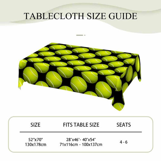 NOHSHE Tennis Ball Rectangle Table Cloth Waterproof Yellow Black 52x70
