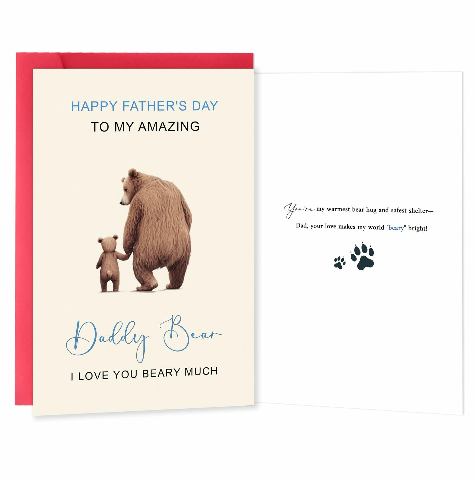 IDU Funny Fathers Day Card for Dad from Kids - Daddy Bear I Love You BEARY Much