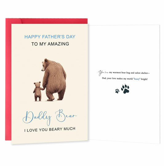 IDU Funny Fathers Day Card for Dad from Kids - Daddy Bear I Love You BEARY Much