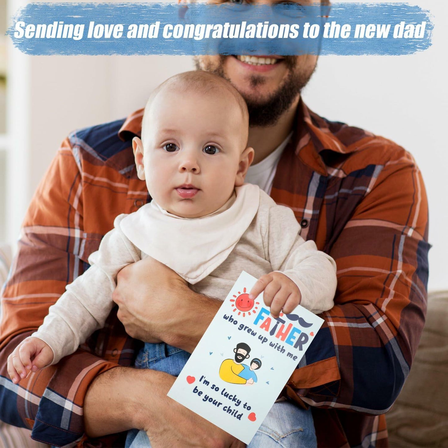NQEUEPN New Dad 1st Birthday Card with Envelope Multicolor Father's Day Gift