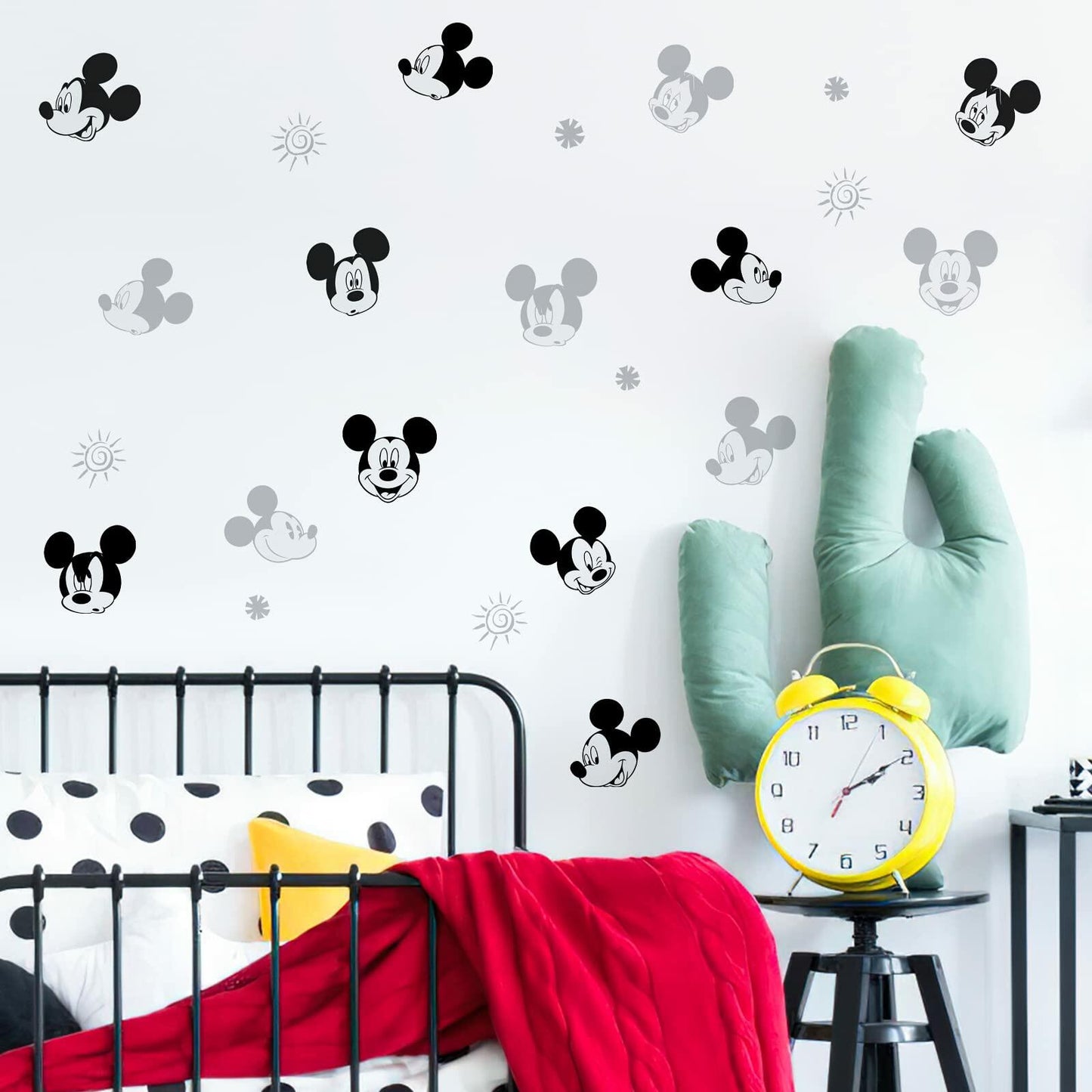 SAYBZ Cartoon Mouse Head Wall Decals Peel Stick Kids Room Decor Black White