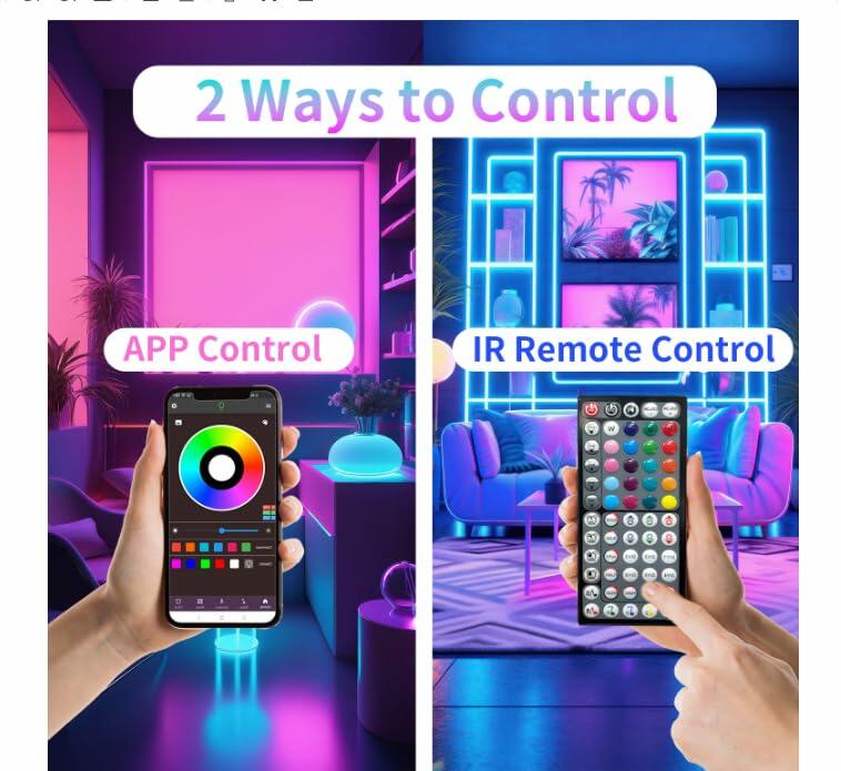 GANZQH 15.6FT RGB Strip Lights USB Powered Smart App Remote Control