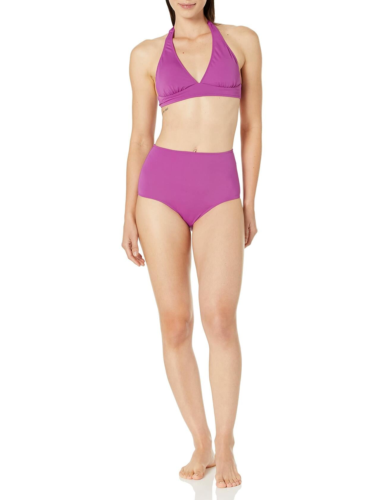 Amazon Essentials Women’s High Waist Swim Bottom Violet Size Small
