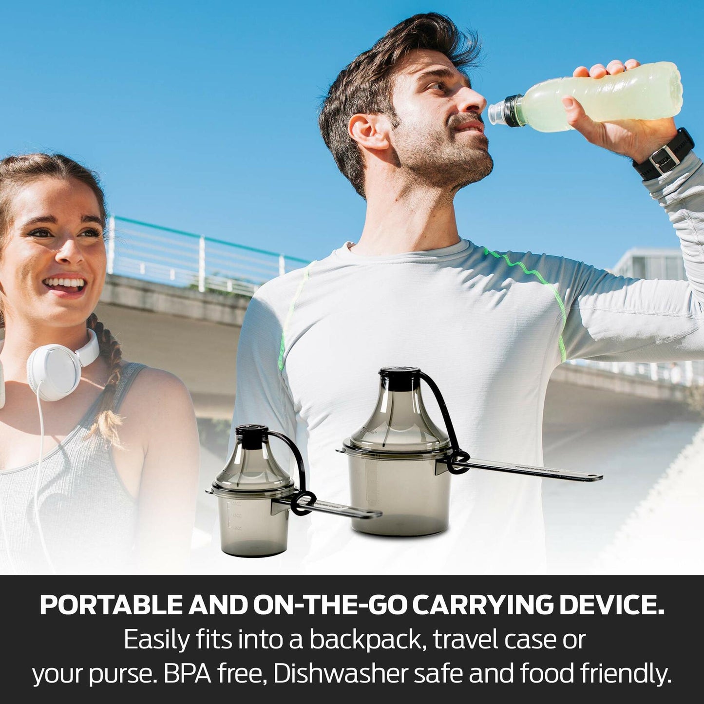 The Scoopie Supplement Container & Funnel System 2 Pack Orange 25cc 80cc