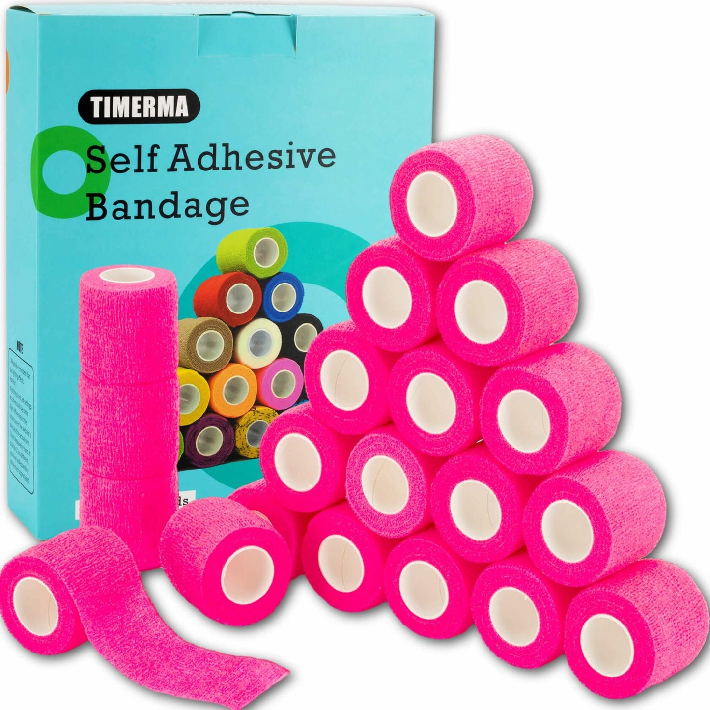 [Like New] timerma 20 Rolls Self Adhesive Bandage Wrap Elastic Breathable Pink