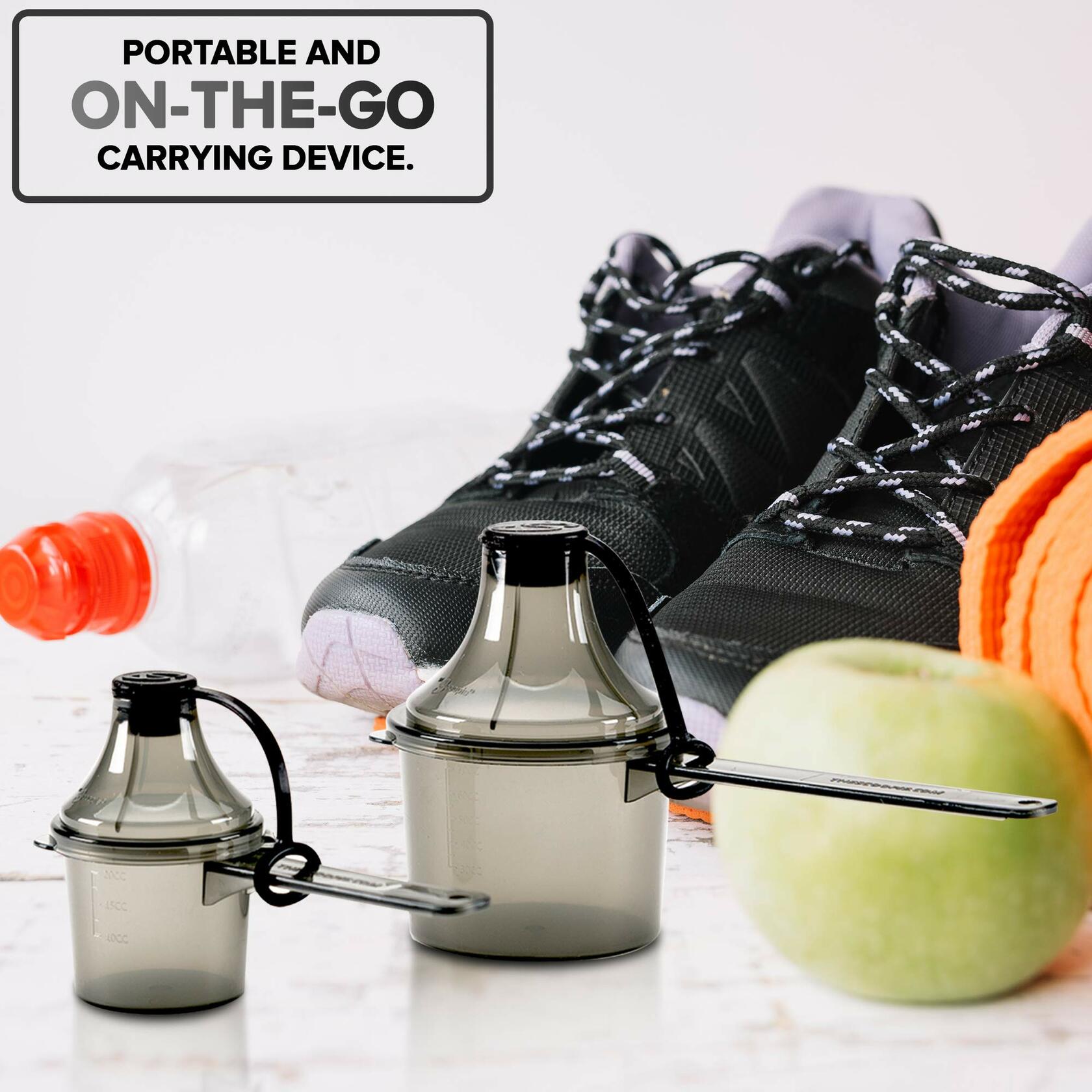 The Scoopie Supplement Container & Funnel System 2 Pack Orange 25cc 80cc