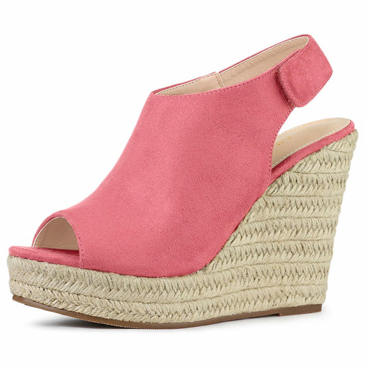 Allegra K Women's Espadrille Platform Wedges Sandals Watermelon Red Size 5.5