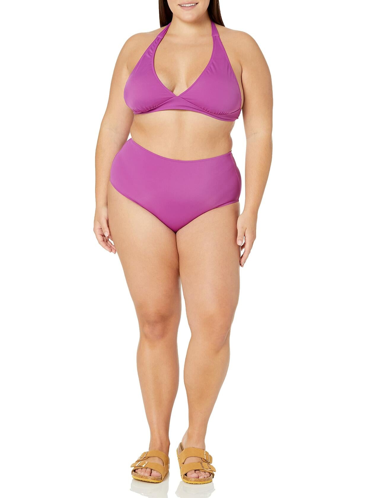 Amazon Essentials Women’s High Waist Swim Bottom Violet Size Small