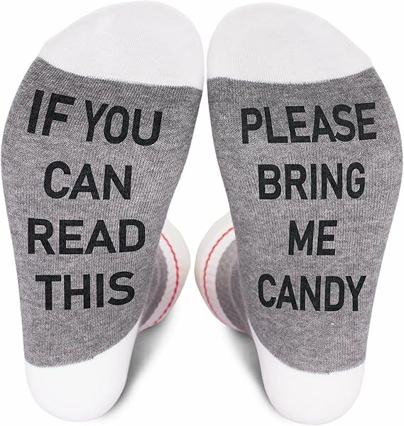 KGHYT Funny Socks If You Can Read This Bring Me Cake Red White Striped 2 Pairs