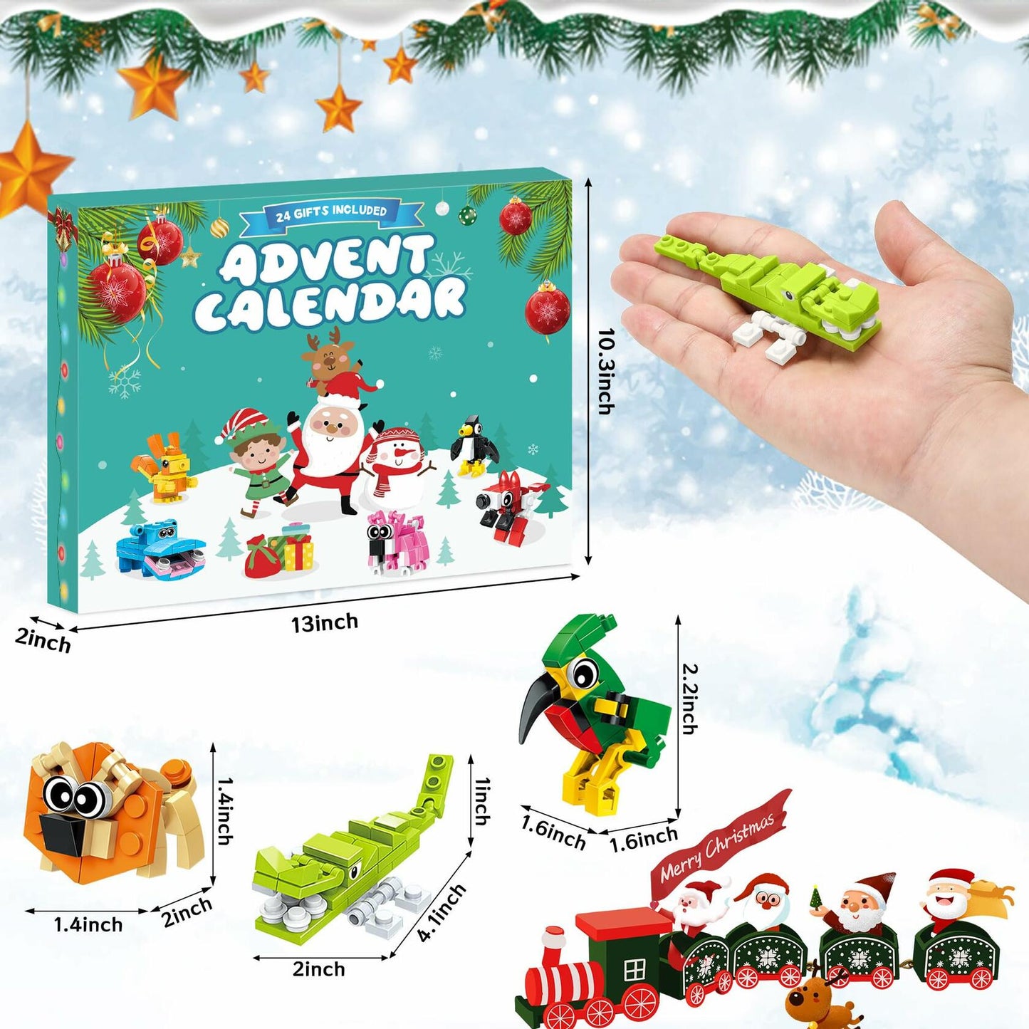 Animal Building Blocks Advent Calendar 24 Pack Christmas Toys for Kids 2024