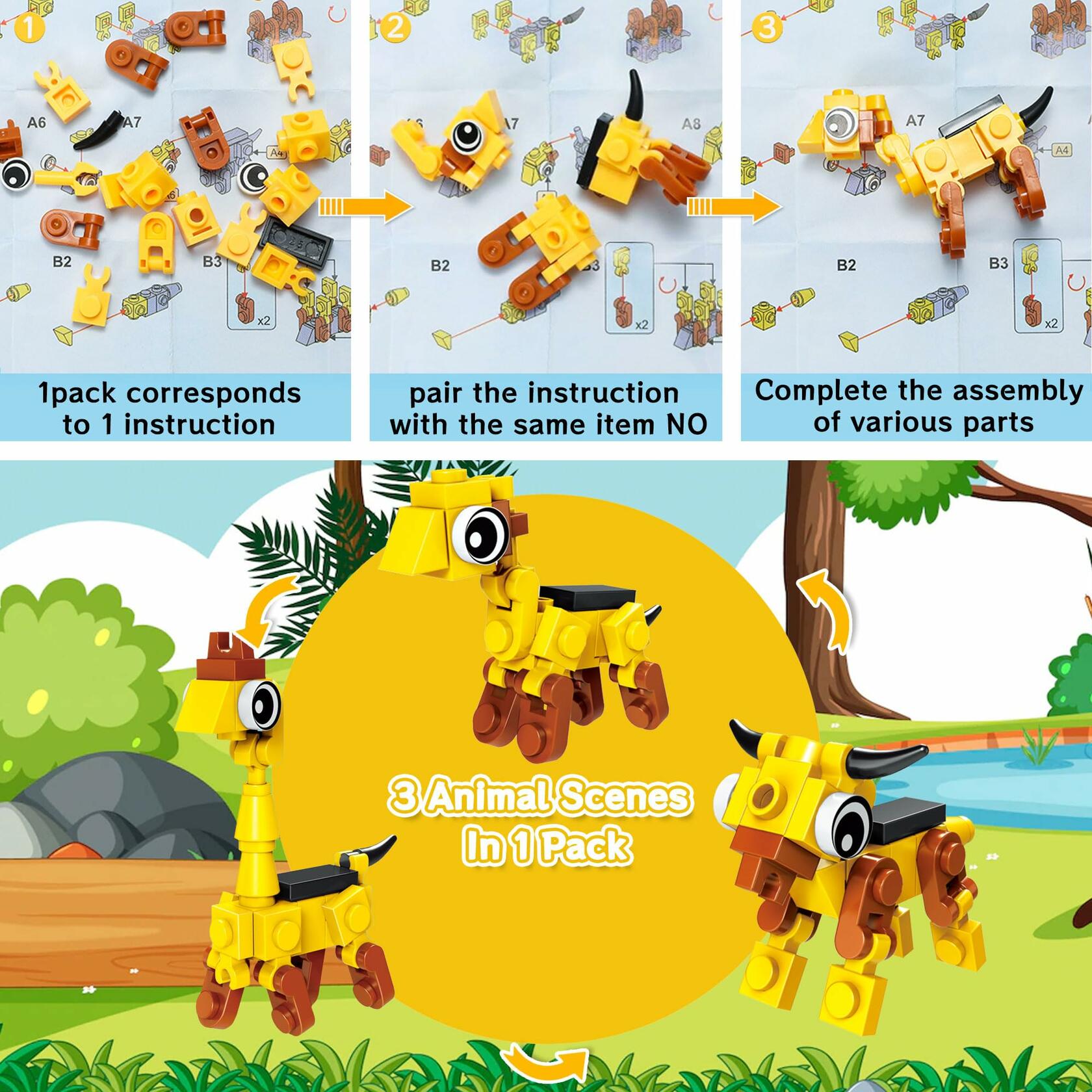 Animal Building Blocks Advent Calendar 24 Pack Christmas Toys for Kids 2024