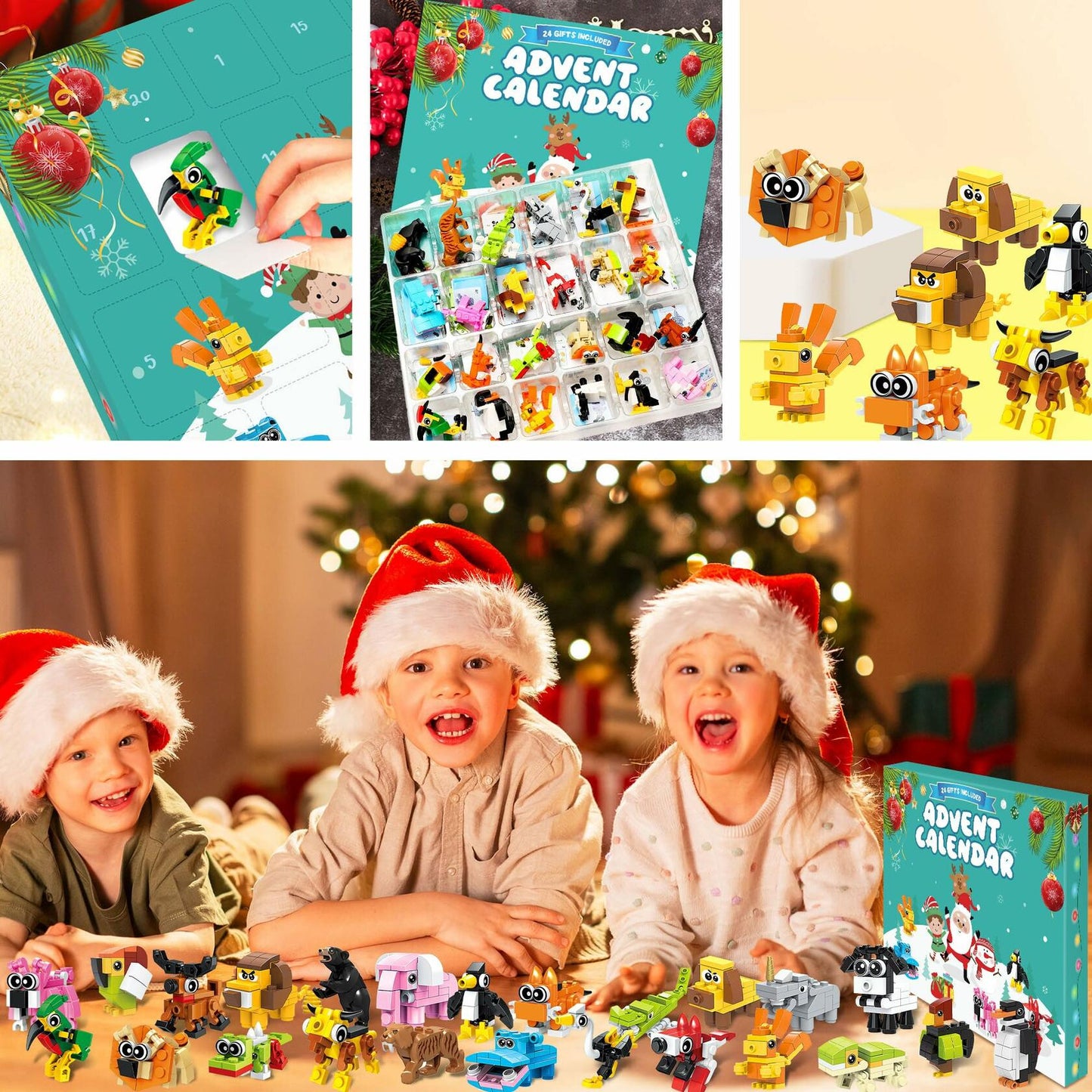 Animal Building Blocks Advent Calendar 24 Pack Christmas Toys for Kids 2024