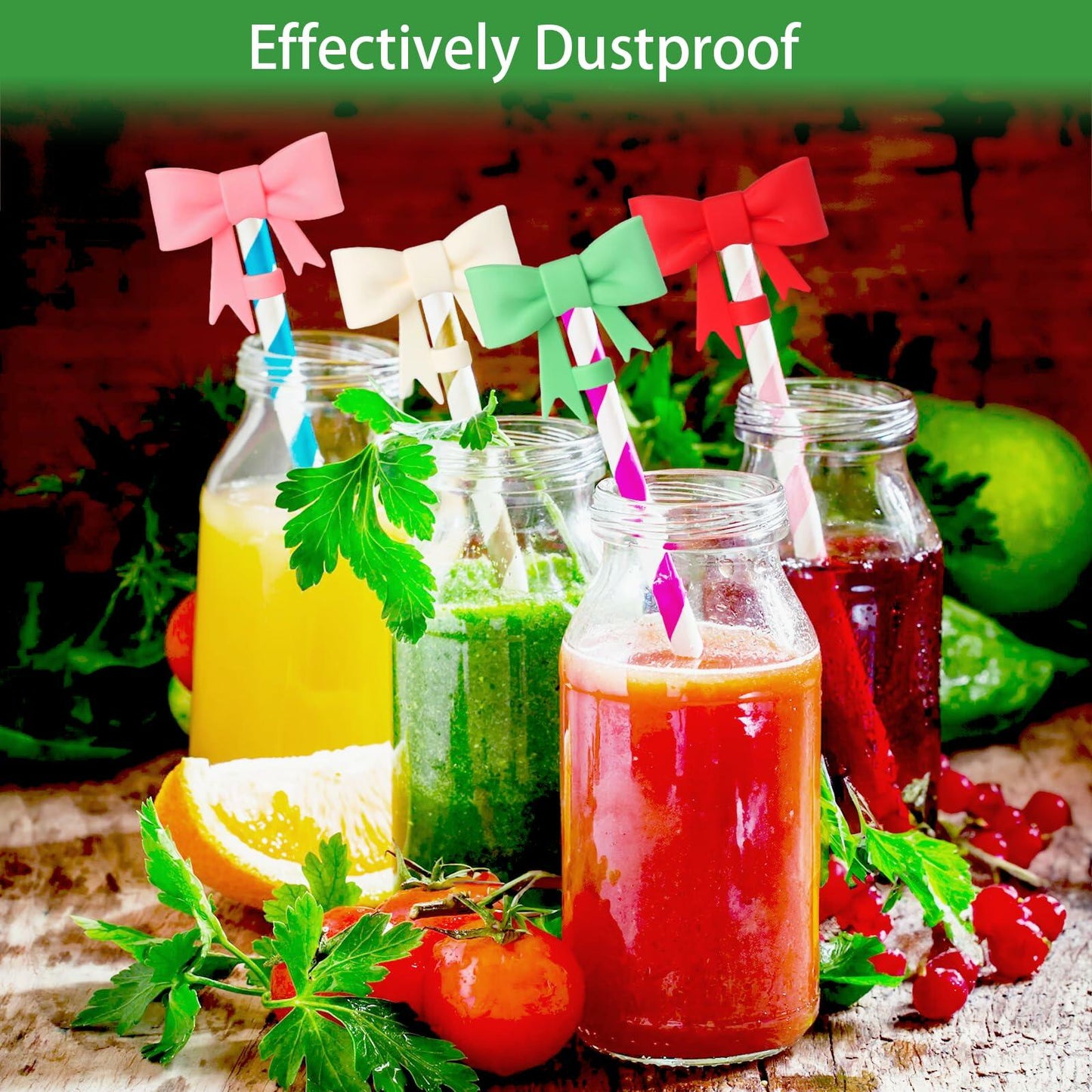 PandoreBox 4 Pcs Bow Knot Straw Lids & Charms for 30oz/40oz Cups White03