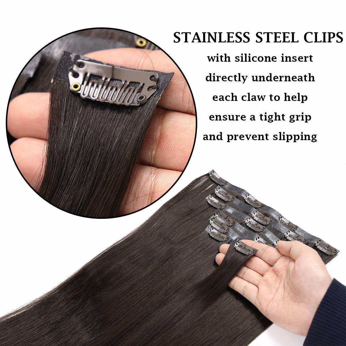 [Like New] MYS Hair 24inch PU Clip-In Synthetic Hair Extensions Dark Brown 160g