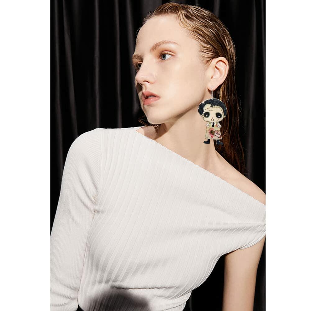 CBLUED Halloween Cute Ghost Pumpkin Wooden Dangle Earrings Women