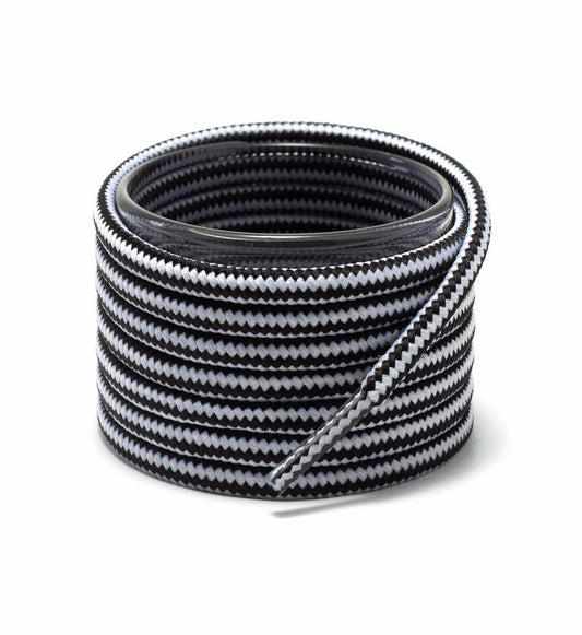 Shoemate Round Boot Shoelaces for Work Boots Hiking Shoes White/Black 60"