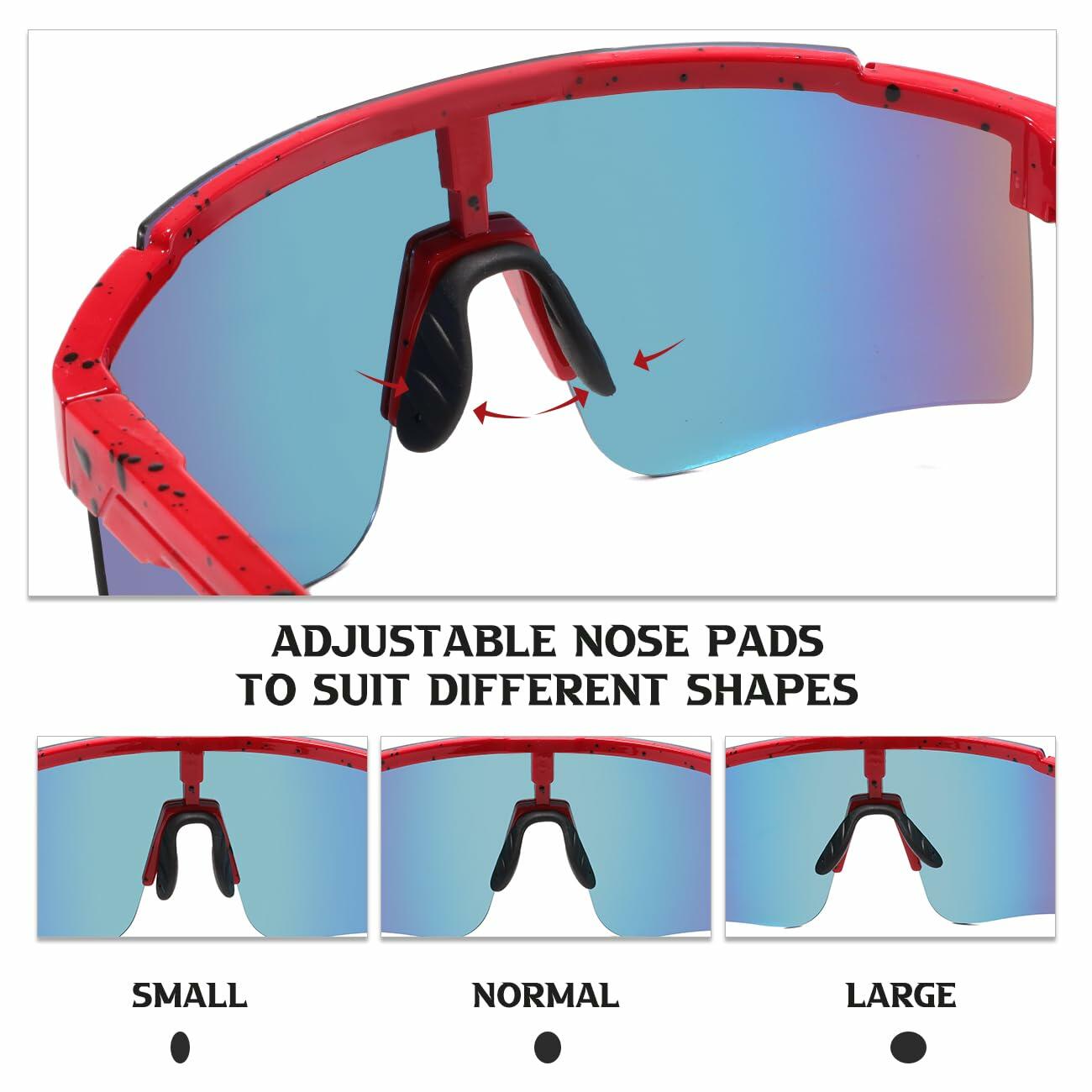 NICBOOY Oversized Sports Sunglasses UV400 Protection Adjustable Temple