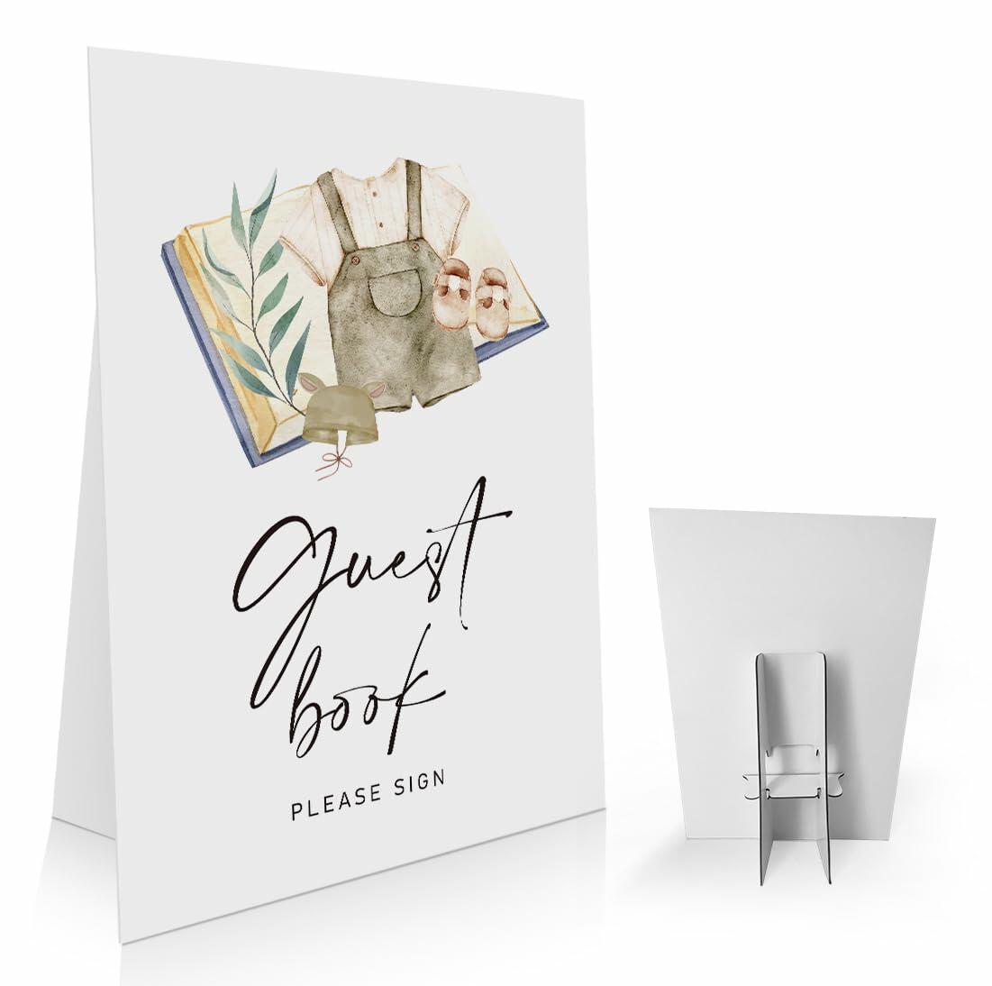 OXEDP Boho Baby Shower Guest Book Sign 8x11" w/ Stand Table Decor