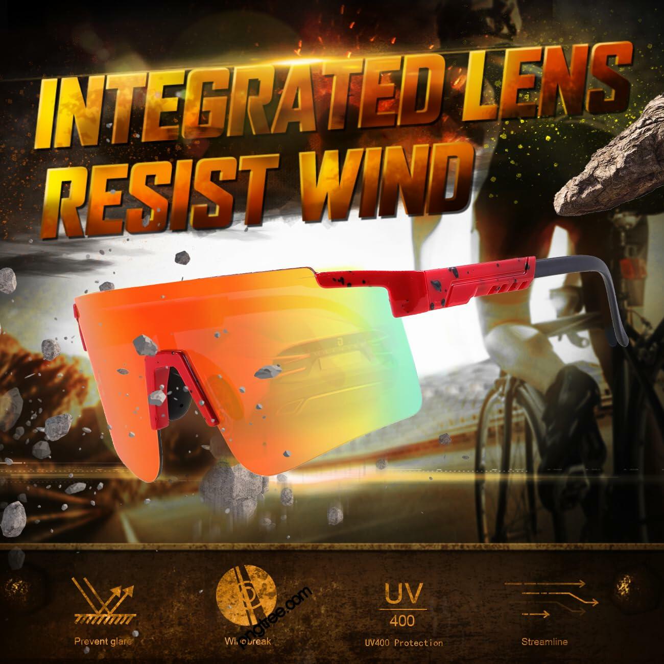 NICBOOY Oversized Sports Sunglasses UV400 Protection Adjustable Temple