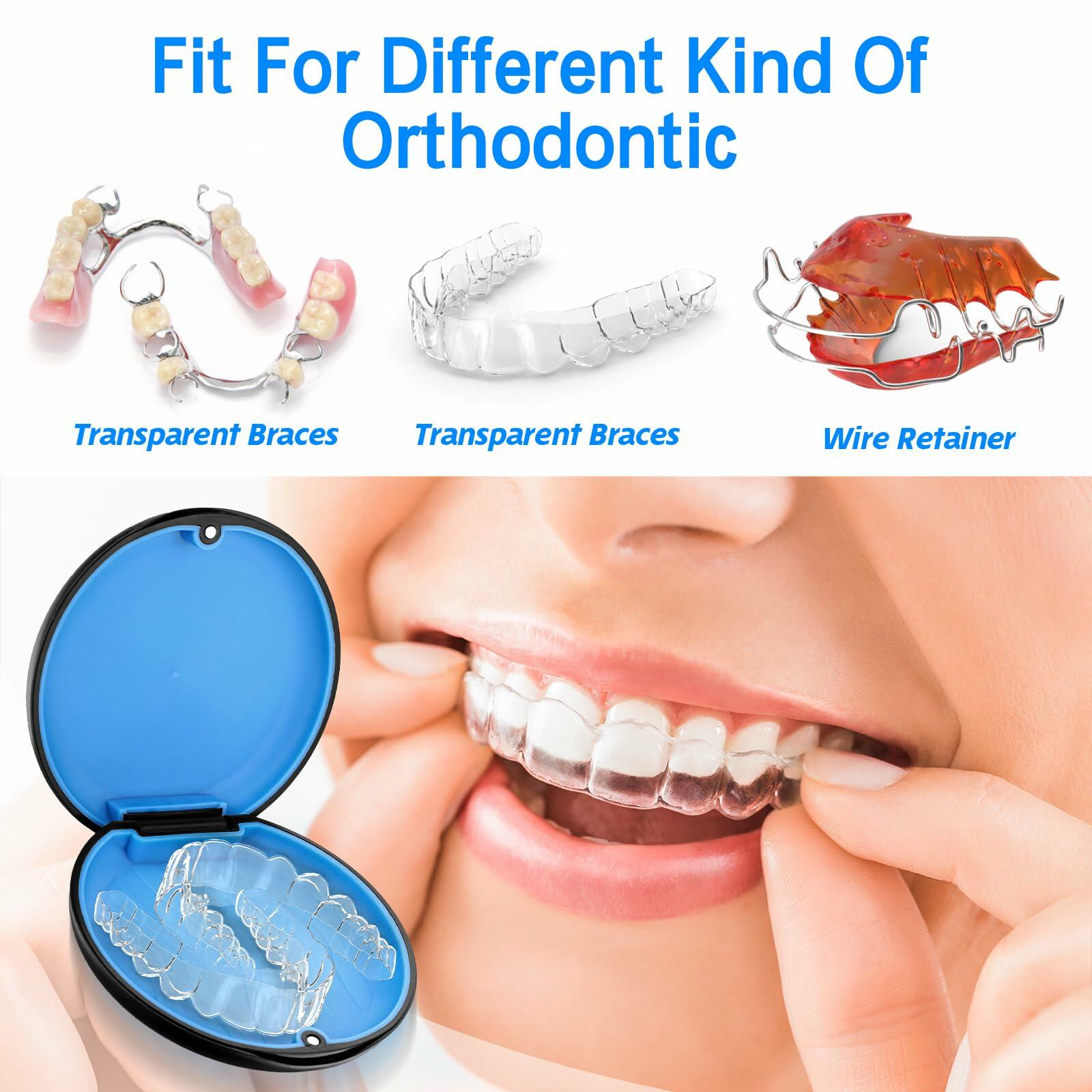 YUXIANLB Slim Magnetic Closure Retainer Case Blue Orthodontic Aligner