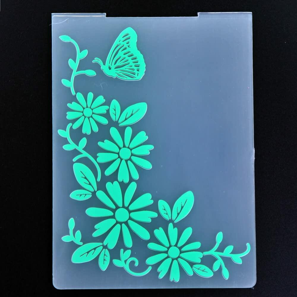 DDOUJOY Plastic Embossing Folders Flowers Leaves Butterfly Rose 7pcs