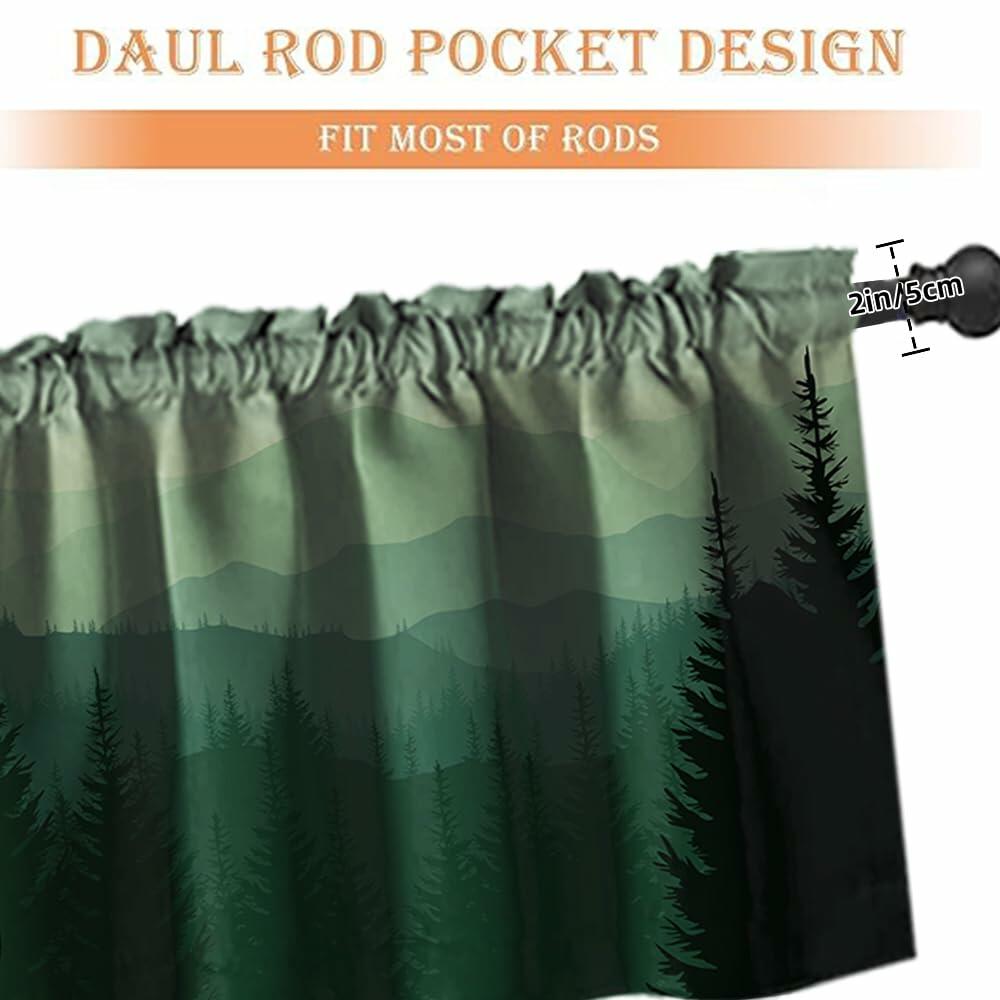 GDYIGB Window Valance 54x18 Green Forest Bear Rod Pocket Curtain Panel