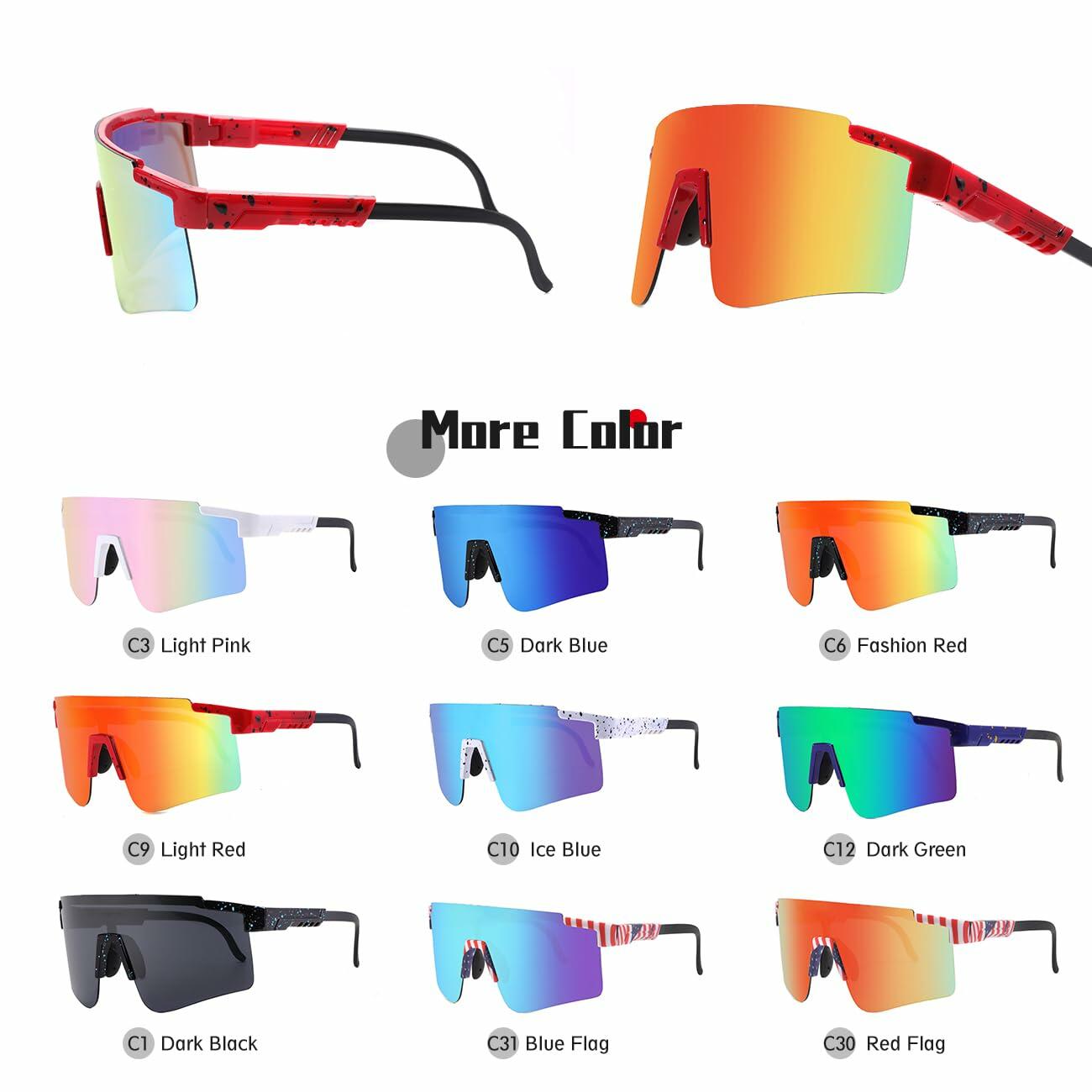 NICBOOY Oversized Sports Sunglasses UV400 Protection Adjustable Temple