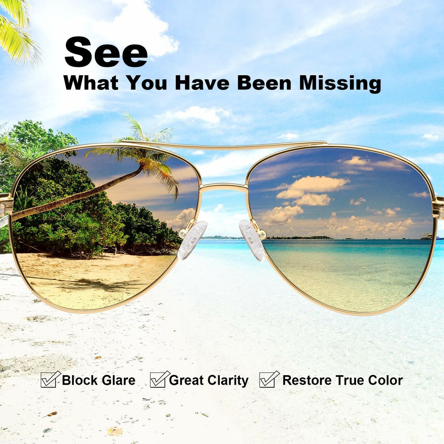 CARFIA Polarized Sunglasses Women Gold Metal Frame Brown Gradient Lens