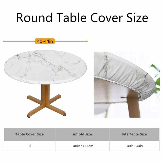 Guxxuil Marble Round Tablecloth Gray Stripes Fitted 40-44 Inch