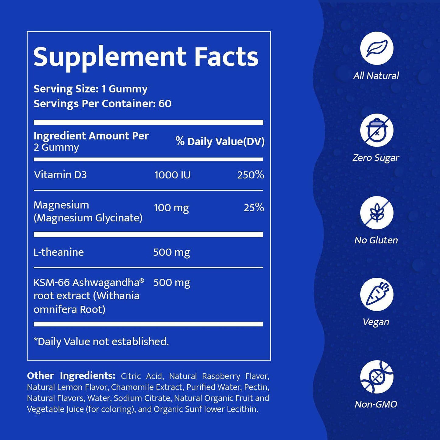 KAIAGERBE TOTAL HEALTH Magnesium Glycinate Gummies 100mg Ashwagandha 60 Ct