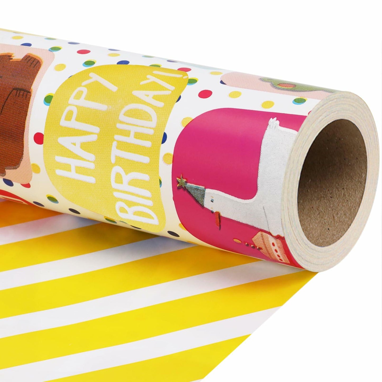 LaRibbons Reversible Birthday Wrapping Paper 17in x 33ft Birthday Star Color