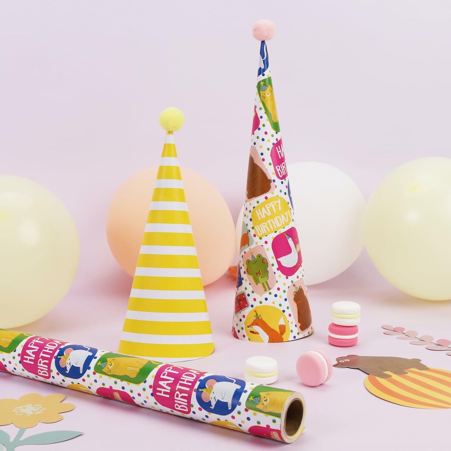 LaRibbons Reversible Birthday Wrapping Paper 17in x 33ft Birthday Star Color