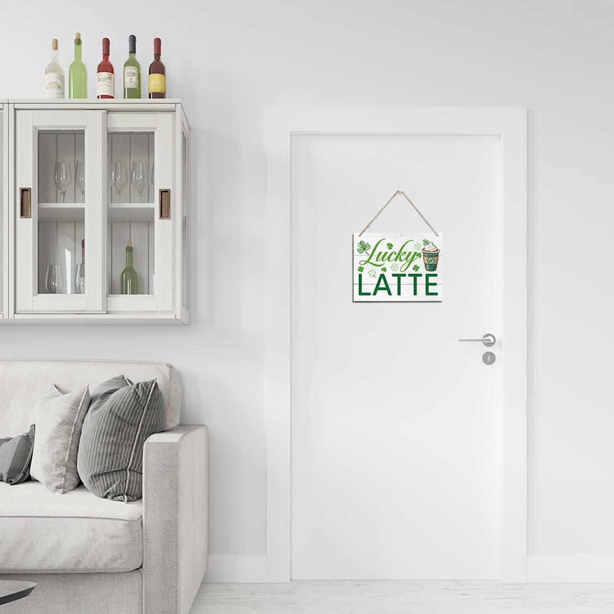 XQLSR St Patricks Day Coffee Wood Sign Irish Rustic Porch Decor