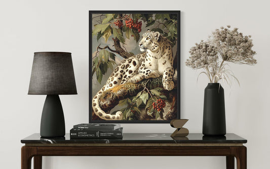 HomeArtPrint Snow Leopard Vintage Poster Art Print 8x10 inches Unframed