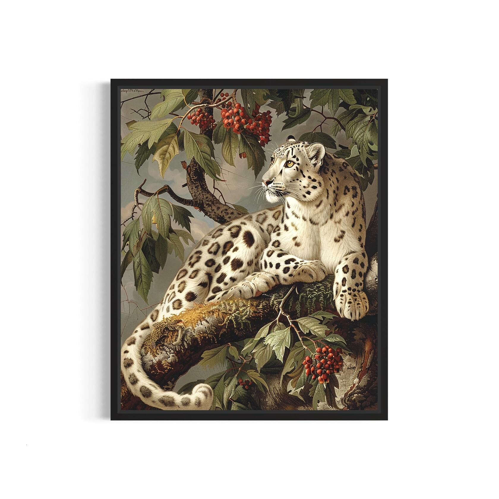 HomeArtPrint Snow Leopard Vintage Poster Art Print 8x10 inches Unframed
