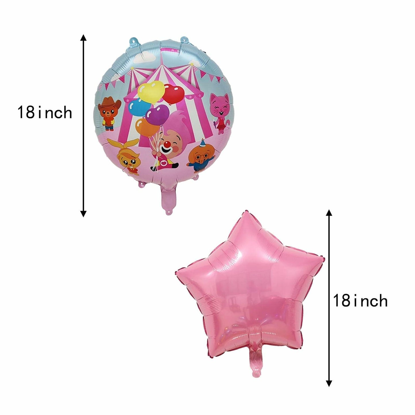 PTLIHU Plim Plim Clown Foil Balloons 5PCS Pink Birthday Party Decor