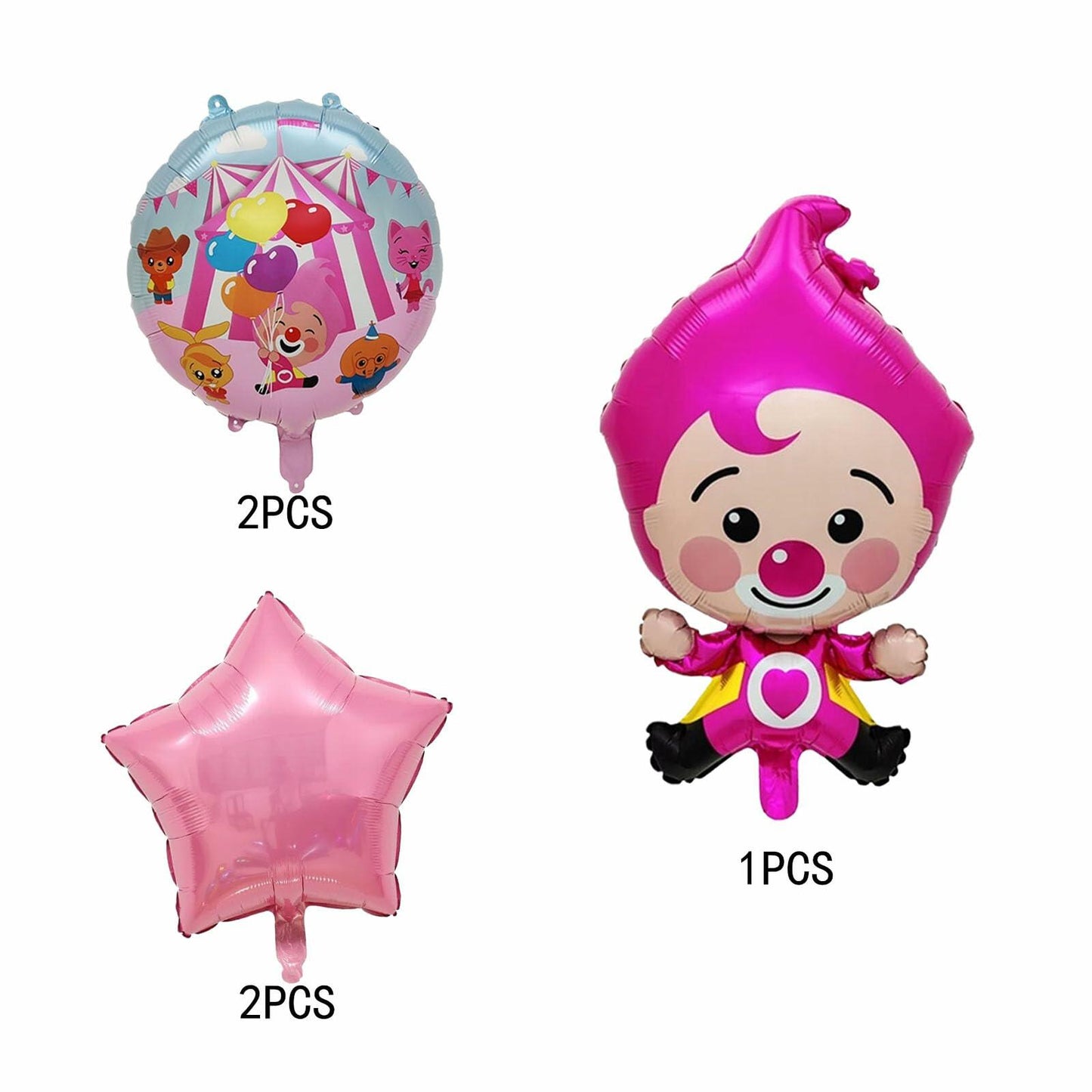 PTLIHU Plim Plim Clown Foil Balloons 5PCS Pink Birthday Party Decor