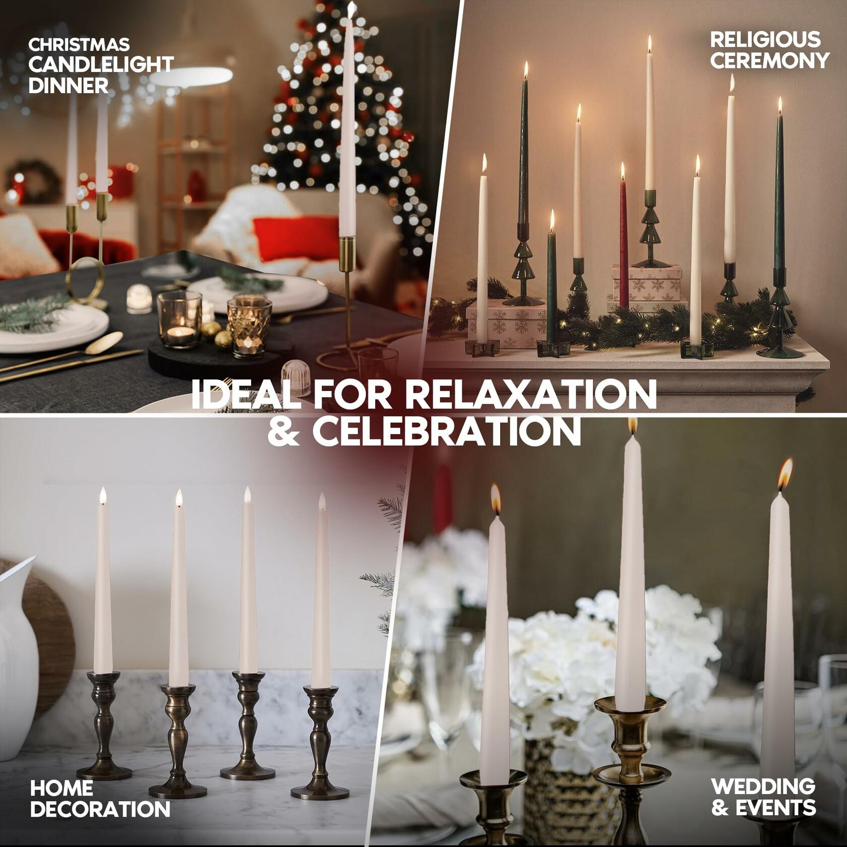 Candle Charisma Ivory Cream 10in Taper Candles Pack of 12 Unscented Dripless